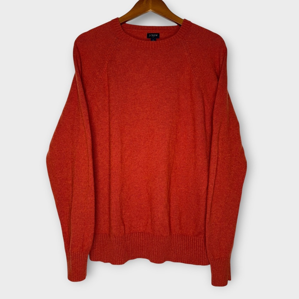 J. Crew Lambs Wool Blend Crewneck Fall Sweater Burnt Orange Men's Size Large